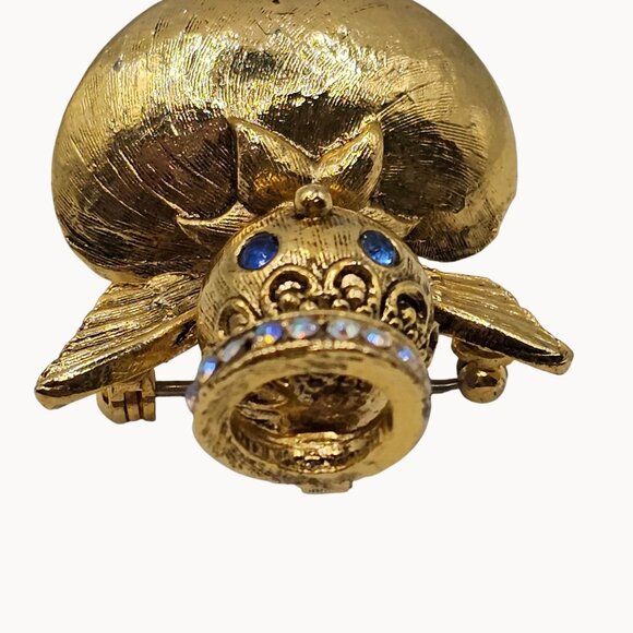 Vtg Brooch Signed Tortolani Guardian Angel Rhinestone Halo Blue Eye Pin Shoulder - Picture 8 of 15